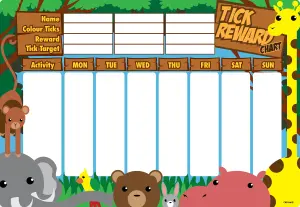 Magnetic Refrigerator Reward Charts For Children Behaviour Board A3 Jungle Animals