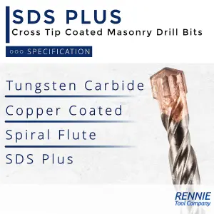 14mm x 1000mm Long SDS Plus Drill Bit. TCT Cross Tip With Copper Coating. High Performance Hammer Drill Bit 1 Metre