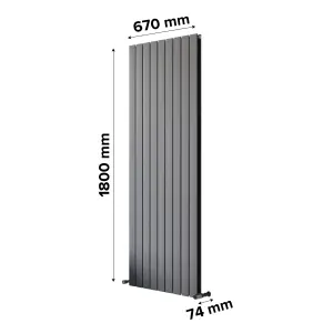 Ximax Vertirad Duplex Universal HWD18067SC Horizontal or vertical Designer 7130BTU Radiator, (W)670mm x (H)1800mm