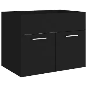 Berkfield Sink Cabinet with Built-in Basin Black Engineered Wood