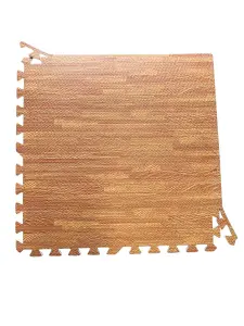 EVA Interlocking Floor Mats Set of 18 Yellow Oak Effect