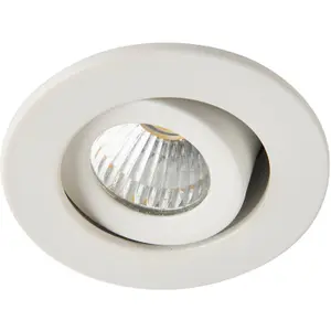 Micro Adjustable Recessed Ceiling Downlight - 4W Cool White LED - Matt White