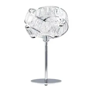 ValueLights Hudson Polished Chrome and Clear Acrylic Jewel Intertwined Rings Design Table Lamp