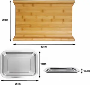 Durable and Eco-Friendly Bamboo Chopping Board with Sliding Stainless Steel Trays - Large Organic Wooden Cutting Board