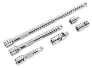 Sealey Wobble/Rigid Extension Bar, Adaptor & Universal Joint Set 6pc 3/8"Sq Drive AK7690