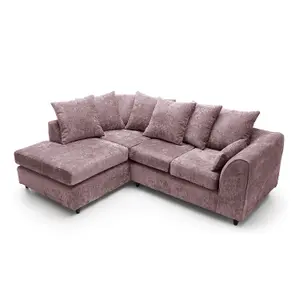 Harriet Crushed Chenille Left Facing Corner Sofa in Pink