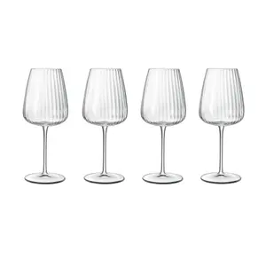 Luigi Bormioli Optica Clear Round Crystal Dishwasher Safe Chardonnay Glasses Set 550ml Pack of 4