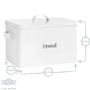 Harbour Housewares - Vintage Metal Kitchen Bread Bin - White