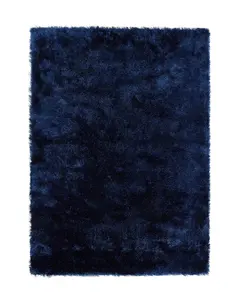 Indigo Polyester Shaggy Rug, Handmade Rug, Plain Modern Rug for Bedroom, Living Room, & Dining Room-160cm X 230cm