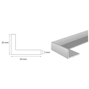 Pack of 3 - nielsen Aluminium L-Shaped Angle Profile, Matt Anodized, 2000x50x20mm, Thickness: 2mm, Length: 2m