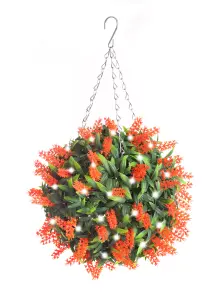 Best Artificial Pre-Lit Outdoor 28cm Orange Lavender hanging Plastic Flower Topiary Ball