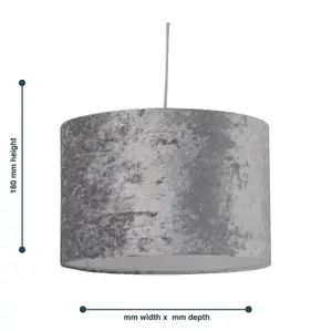 First Choice Lighting Grey Crushed Velvet 25cm Pendant Lightshade