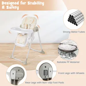 Costway Baby High Chair Convertible Infant Dining Chair with Adjustable Height & Tilting Backrest