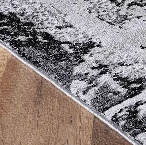 Serenity Modern Abstract Acrylic Contemporary Area Rugs Black 80x150 cm