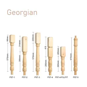 Solid Pine Complete 90mm Georgian Newel Post and 41mm Spindle Kit UK Manufactured Traditional Products Ltd