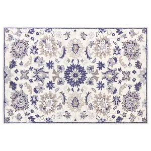 Wool Area Rug 140 x 200 cm Beige and Blue KUMRU