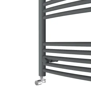 Rinse Curved Bathroom Heated Towel Rail Warmer Radiator Central Heating Anthracite - 1000x600mm