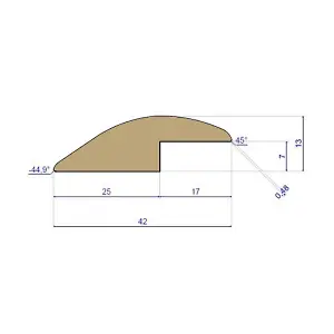 Solid Oak Flooring Ramp Threshold - Unfinished - 7mm -2.44m Length