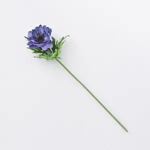 Bloom Artificial Single Blue Anemone Stem - Faux Fake Lifelike Realistic Flower Indoor Home Decoration - Measures L42cm