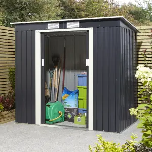 Rowlinson Trentvale 6x4 ft Pent Dark grey Metal 2 door Shed