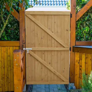 Garden Gate Pine Wood Outdoor Side Opening Gate H 152 cm