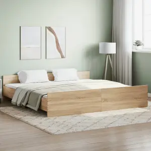 Berkfield Bed Frame with Headboard and Footboard Sonoma Oak 200x200 cm