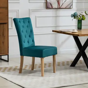 Dosenna Oval Dining Table Set with 4 Pienza Velvet Chairs - Teal