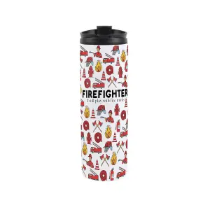 Firefighter Travel Mug - Novelty Trades Gift Stainless Steel Vacuum-Sealed Double-Walled Hot/Cold Drinks Travel Flask