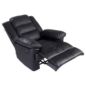 Loxley Bonded Leather Recliner Armchair Sofa Home Lounge Chair Reclining Gaming (Black)