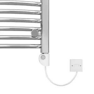 Right Radiators Electric Heated Towel Rail Radiator Curved Pre-filled Thermostatic Ladder Warmer Chrome 1800x500 mm