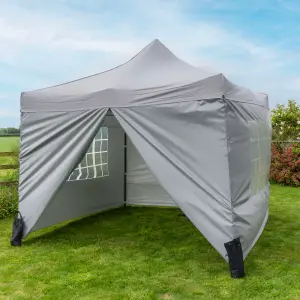 Pop Up 2.5x2.5 Gazebo With Sides Light Grey