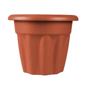 simpa 2PC Terracotta Brown Vista Round Plastic Planters 25cm (Dia)