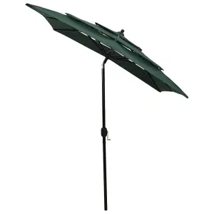 Berkfield 3-Tier Parasol with Aluminium Pole Green 2x2 m