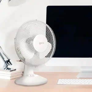 Igenix DF9010 Portable Desk Fan, 9 Inch, 2 Speed, White