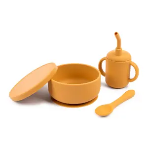 Tiny Dining - Baby Silicone Suction Feeding Set - Ochre - 3pc