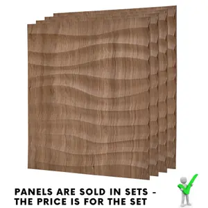 3D Wall Panels Adhesive Included - 6 Sheets Cover 16.15ft²(1.5m²) Interior Cladding Panels - Soft Wave Effect in Matt Wood