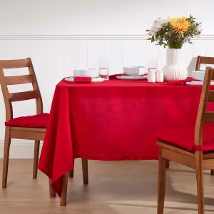 Homescapes Red Cotton Square Tablecloth 137 x 137 cm