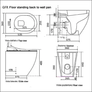 Bidet shower toilet: Floor standing back to wall