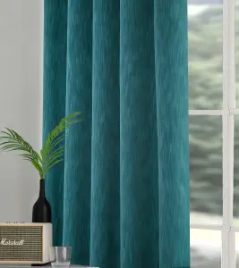 Home Curtains Rossi Blackout Lined 65w x 90d" (165x229cm) Teal Eyelet Curtains (PAIR)