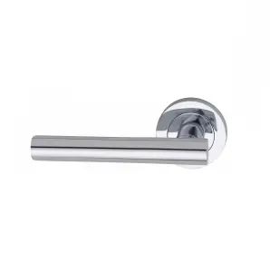 Straight T-Bar Key Lock Door Handle Set Thumbturn and Mortise Lock Polished Chrome