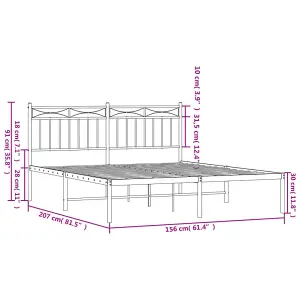 Berkfield Metal Bed Frame with Headboard White 150x200 cm