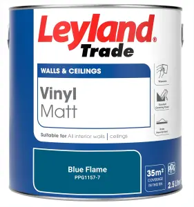 Leyland Trade Vinyl Matt Walls & Ceilings Emulsion Paint Blue Flame (PPG1157-7) 2.5L