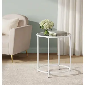 Deckland Side Table Pearl White / Slate Grey