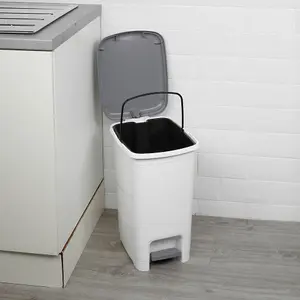 URBNLIVING 25L Slim Pedal Waste Recycling Bin Can Insert Step On Lid Kitchen Bathroom White