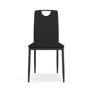 Set Of 8 Monza Faux Leather Dining Chair Modern Padded Seat Metal Legs Kitchen (Black)