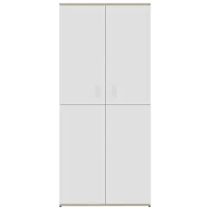 Berkfield Shoe Cabinet White and Sonoma Oak 80x39x178 cm Engineered Wood