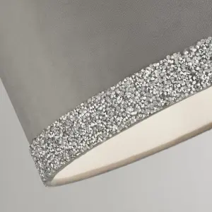 Lighting Collection Velvet & Glitter Band Shade - Grey And Silver