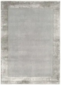 Handmade Rug, Silver Living Room Rug, Modern 10mm Thick Rug, Stain-Resistant Bordered Dining Room Rug-200cm X 290cm