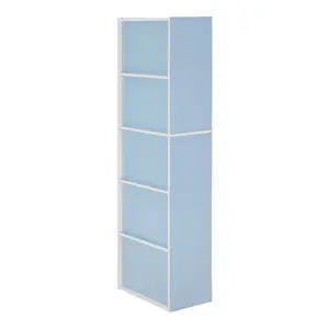 Aliesha Open Shelf Bookcase Light Blue/White / 132.1cm H x 40.1cm W x 23.9cm D