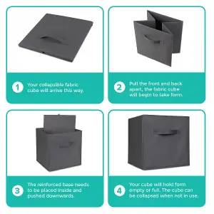 LIVIVO Collapsible Fabric Storage Cube - Home & Office Room Organiser for Toys, Baby Clothes & Household Items (Pack of 6) - Grey